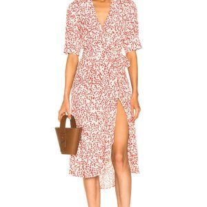 GANNI The Anna Crepe Wrap Dress Cherry Blossom size 36 / S